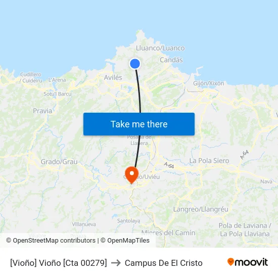 [Vioño]  Vioño [Cta 00279] to Campus De El Cristo map