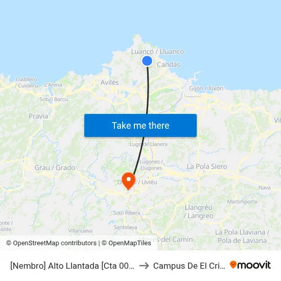 [Nembro]  Alto Llantada [Cta 00287] to Campus De El Cristo map