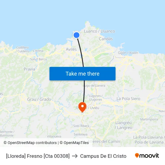 [Lloreda]  Fresno [Cta 00308] to Campus De El Cristo map