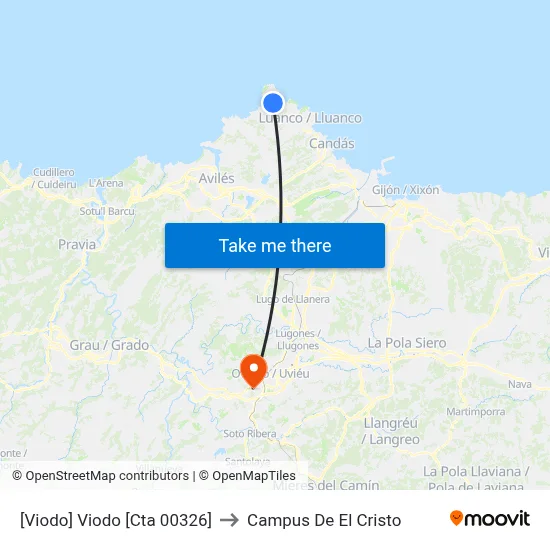 [Viodo]  Viodo [Cta 00326] to Campus De El Cristo map