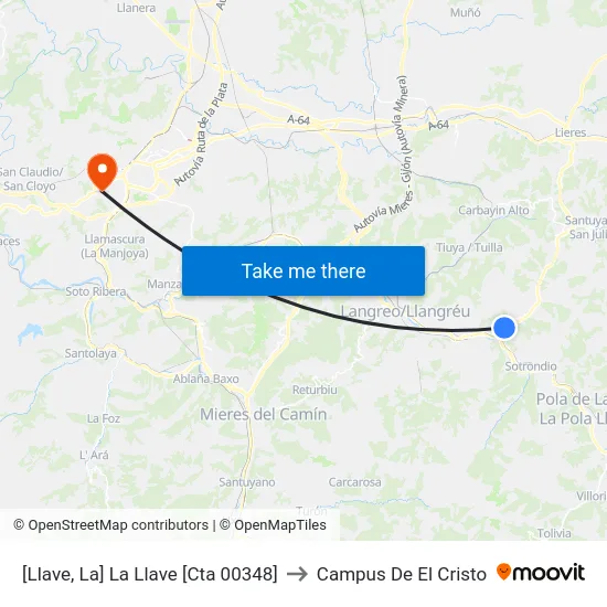 [Llave, La]  La Llave [Cta 00348] to Campus De El Cristo map