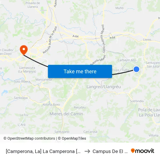 [Camperona, La]  La Camperona [Cta 00362] to Campus De El Cristo map