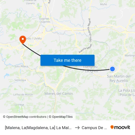 [Malena, La|Magdalena, La]  La Malena 2 [Cta 00383] to Campus De El Cristo map