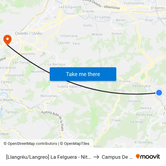 [Llangréu/Langreo]  La Felguera - Nitrógeno [Cta 00412] to Campus De El Cristo map
