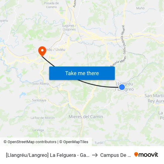 [Llangréu/Langreo]  La Felguera - Ganzábal [Cta 00418] to Campus De El Cristo map