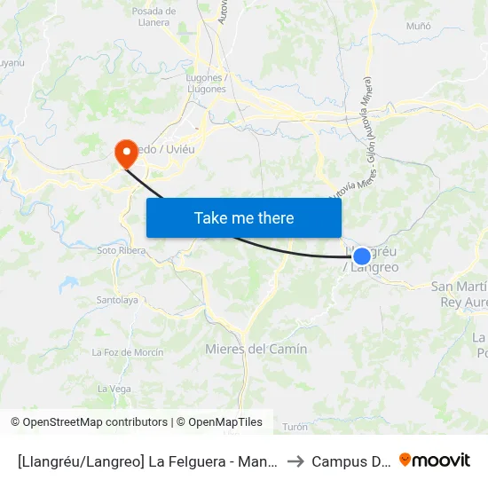 [Llangréu/Langreo]  La Felguera - Manuel Suárez García [Cta 00420] to Campus De El Cristo map