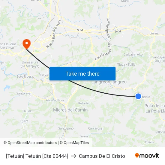 [Tetuán]  Tetuán [Cta 00444] to Campus De El Cristo map