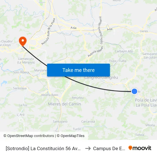[Sotrondio]  La Constitución 56 Avda [Cta 00448] to Campus De El Cristo map