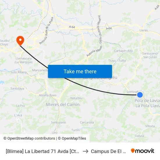 [Blimea]  La Libertad 71 Avda [Cta 00454] to Campus De El Cristo map