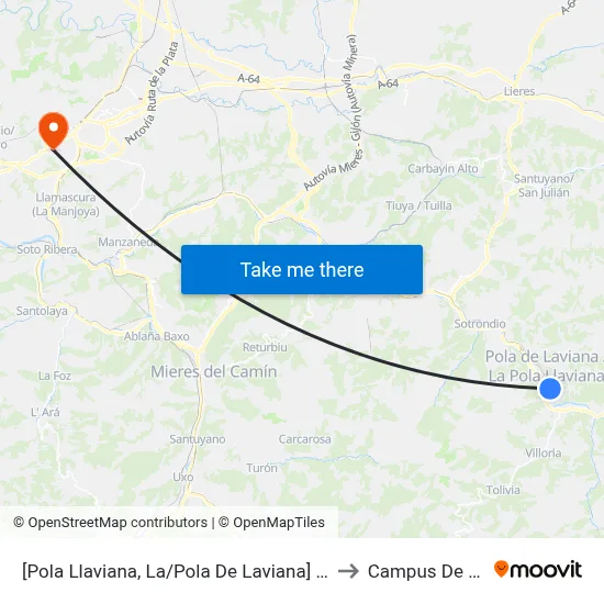 [Pola Llaviana, La/Pola De Laviana]  Cidan [Cta 00462] to Campus De El Cristo map