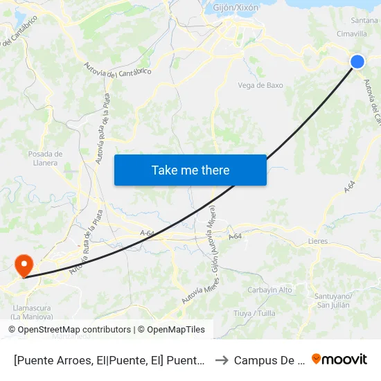 [Puente Arroes, El|Puente, El]  Puente Arroes [Cta 00513] to Campus De El Cristo map