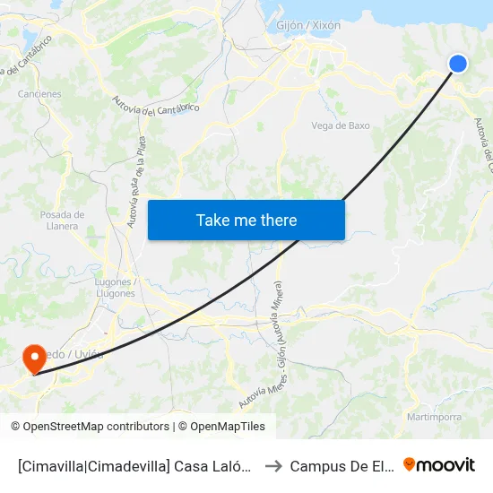 [Cimavilla|Cimadevilla]  Casa Lalón [Cta 00526] to Campus De El Cristo map
