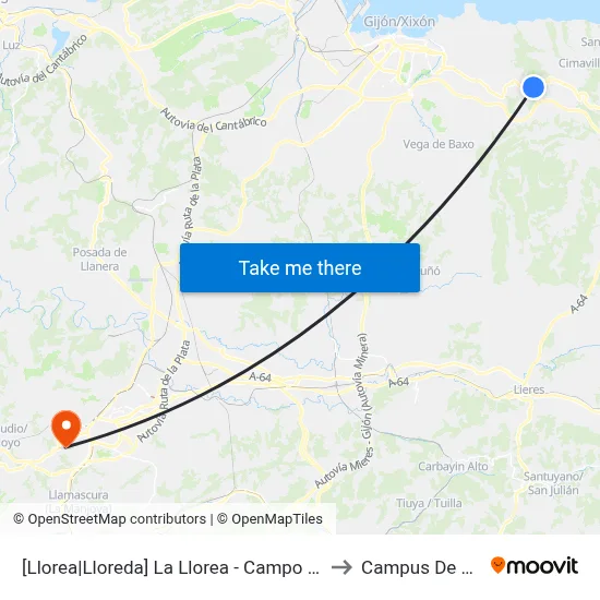 [Llorea|Lloreda]  La Llorea - Campo Golf [Cta 00548] to Campus De El Cristo map
