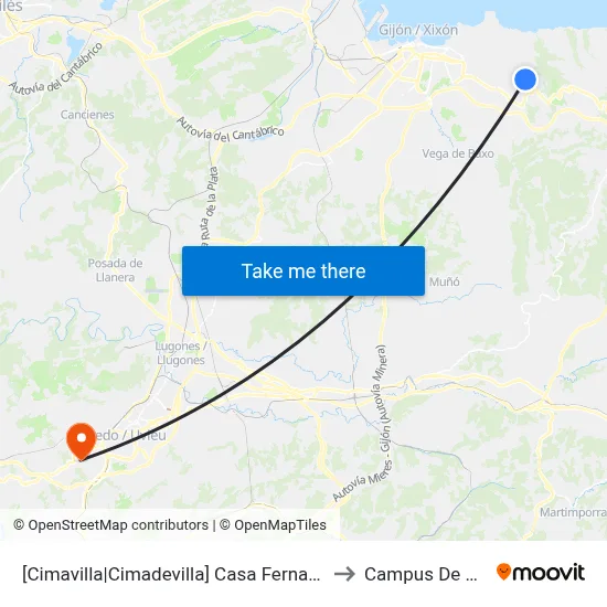 [Cimavilla|Cimadevilla]  Casa Fernando [Cta 00558] to Campus De El Cristo map