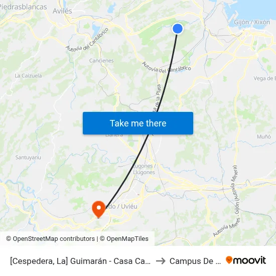 [Cespedera, La]  Guimarán - Casa Carpintero [Cta 00593] to Campus De El Cristo map