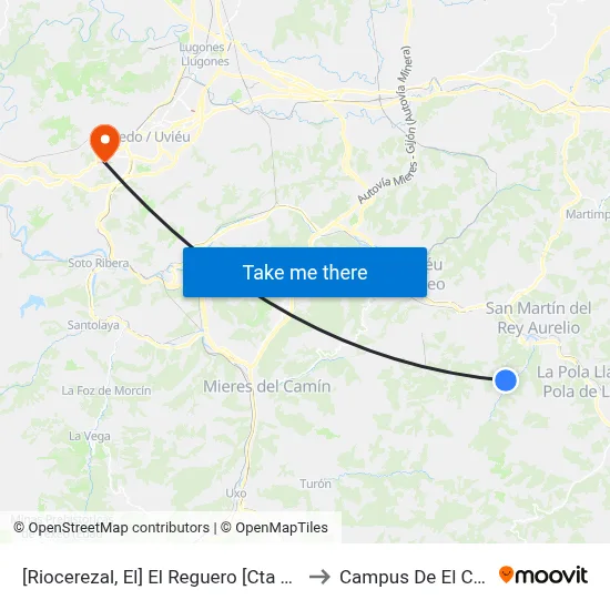 [Riocerezal, El]  El Reguero [Cta 00642] to Campus De El Cristo map