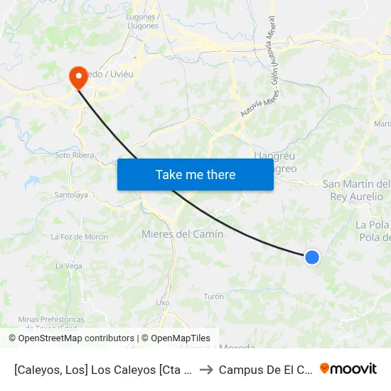 [Caleyos, Los]  Los Caleyos [Cta 00659] to Campus De El Cristo map
