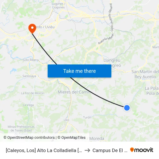 [Caleyos, Los]  Alto La Colladiella [Cta 00660] to Campus De El Cristo map