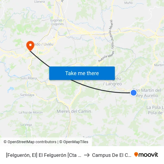 [Felguerón, El]  El Felguerón [Cta 00686] to Campus De El Cristo map
