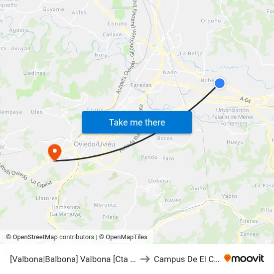 [Valbona|Balbona]  Valbona [Cta 00772] to Campus De El Cristo map