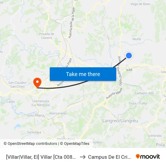 [Villar|Villar, El]  Villar [Cta 00806] to Campus De El Cristo map
