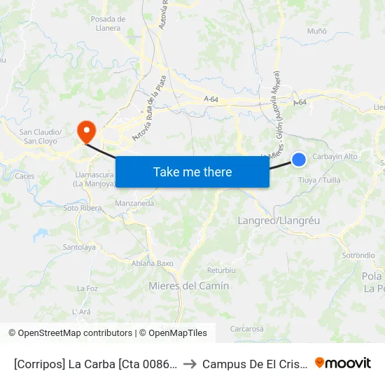 [Corripos]  La Carba [Cta 00868] to Campus De El Cristo map
