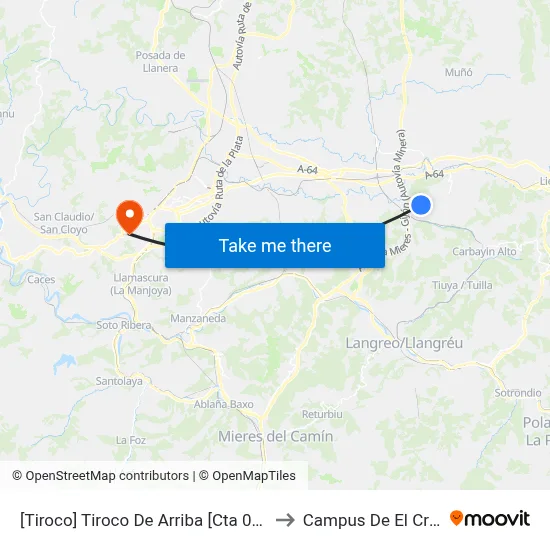[Tiroco]  Tiroco De Arriba [Cta 00878] to Campus De El Cristo map