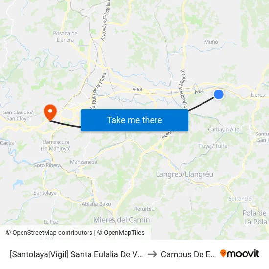 [Santolaya|Vigil]  Santa Eulalia De Vigil [Cta 00885] to Campus De El Cristo map