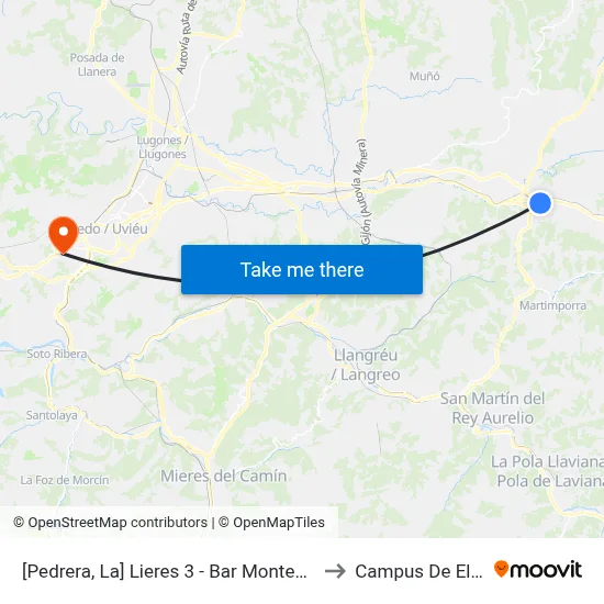 [Pedrera, La]  Lieres 3 - Bar Montes [Cta 00995] to Campus De El Cristo map