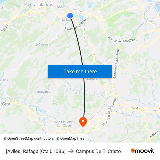 [Avilés]  Ráfaga [Cta 01086] to Campus De El Cristo map