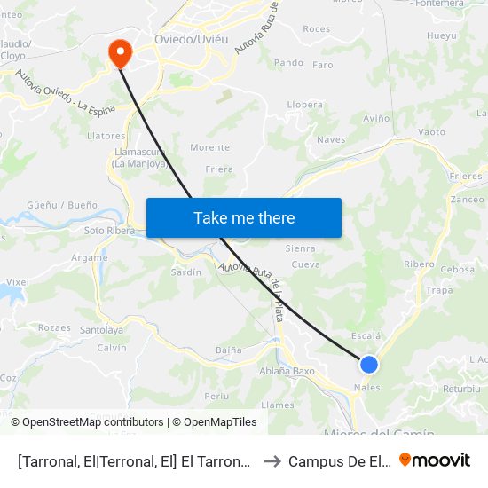 [Tarronal, El|Terronal, El]  El Tarronal [Cta 01133] to Campus De El Cristo map