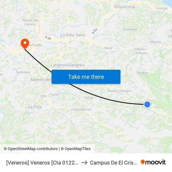 [Veneros]  Veneros [Cta 01228] to Campus De El Cristo map