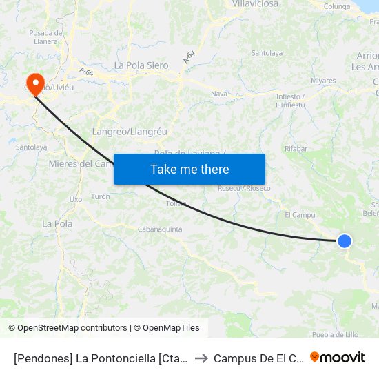 [Pendones]  La Pontonciella [Cta 01265] to Campus De El Cristo map