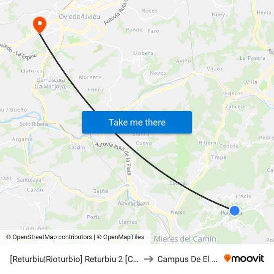 [Returbiu|Rioturbio]  Returbiu 2 [Cta 01272] to Campus De El Cristo map