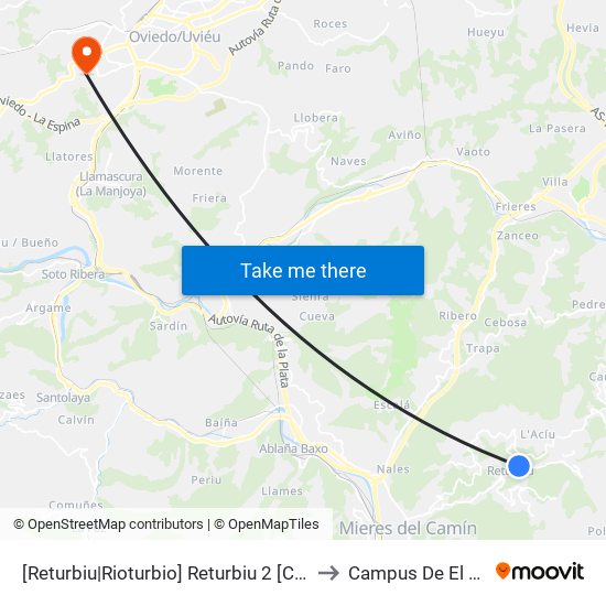 [Returbiu|Rioturbio]  Returbiu 2 [Cta 01273] to Campus De El Cristo map