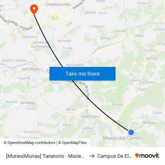 [Muries|Murias]  Tanatorio - Muries [Cta 01275] to Campus De El Cristo map