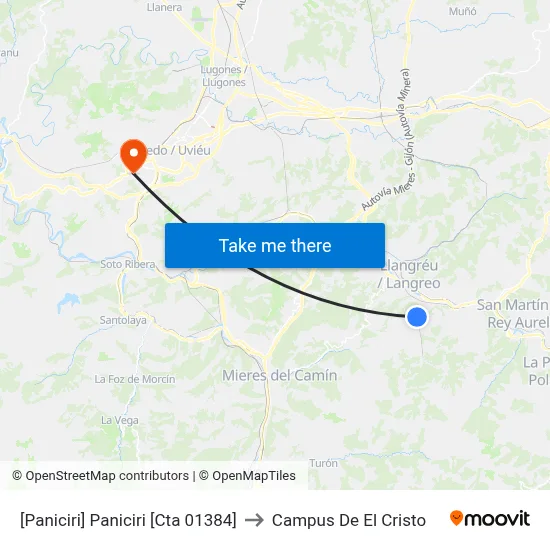 [Paniciri]  Paniciri [Cta 01384] to Campus De El Cristo map