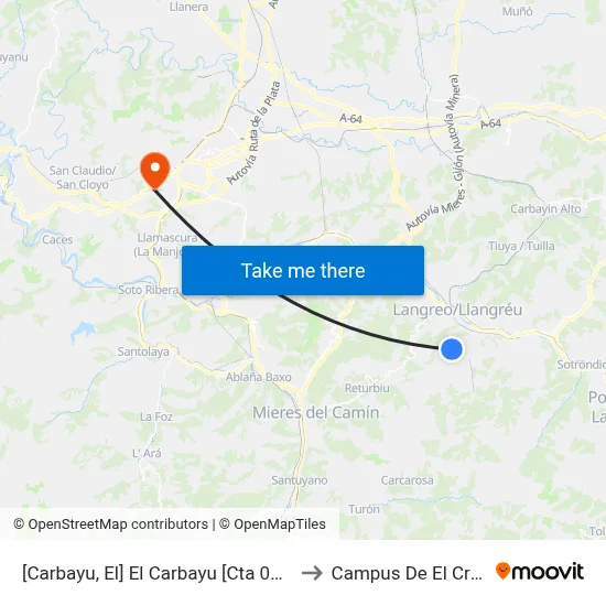 [Carbayu, El]  El Carbayu [Cta 01390] to Campus De El Cristo map