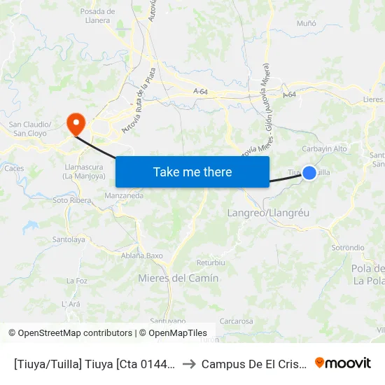 [Tiuya/Tuilla]  Tiuya [Cta 01447] to Campus De El Cristo map