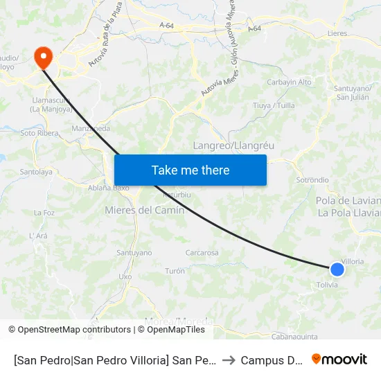 [San Pedro|San Pedro Villoria]  San Pedro De Villoria [Cta 01489] to Campus De El Cristo map