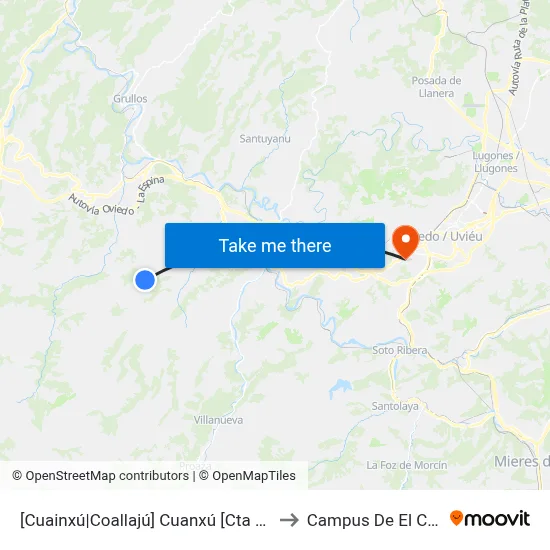 [Cuainxú|Coallajú]  Cuanxú [Cta 01542] to Campus De El Cristo map