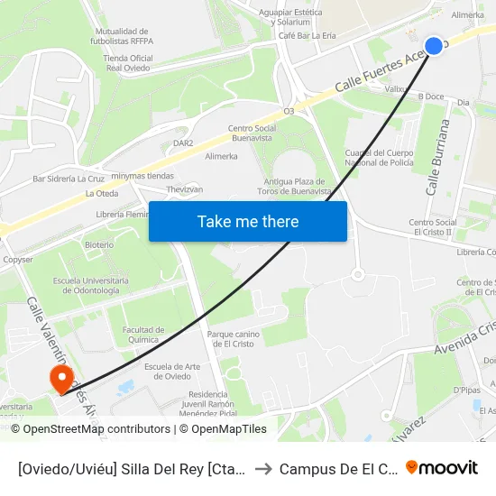 [Oviedo/Uviéu]  Silla Del Rey [Cta 01602] to Campus De El Cristo map