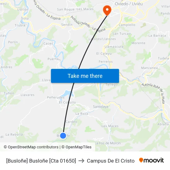 [Busloñe]  Busloñe [Cta 01650] to Campus De El Cristo map