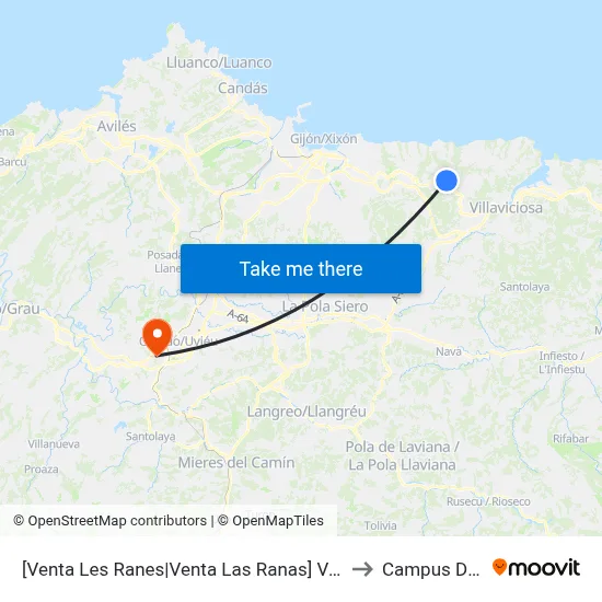 [Venta Les Ranes|Venta Las Ranas]  Venta Las Ranas [Cta 01885] to Campus De El Cristo map