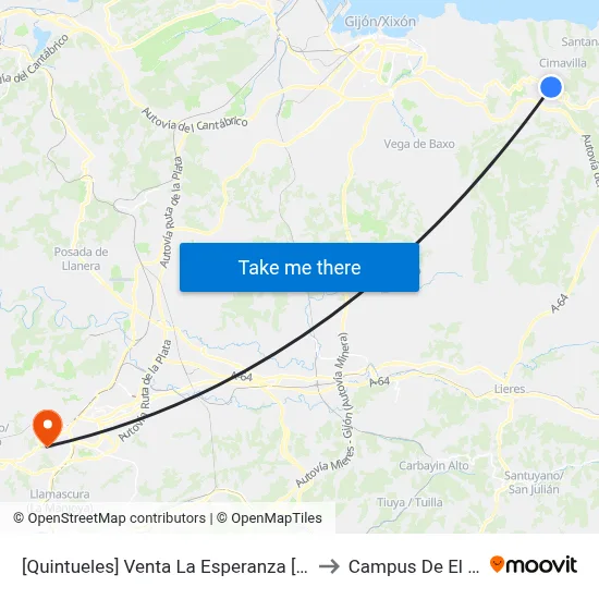 [Quintueles]  Venta La Esperanza [Cta 01891] to Campus De El Cristo map