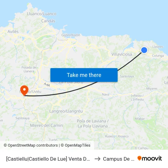 [Castiellu|Castiello De Lue]  Venta Del Pobre [Cta 01957] to Campus De El Cristo map