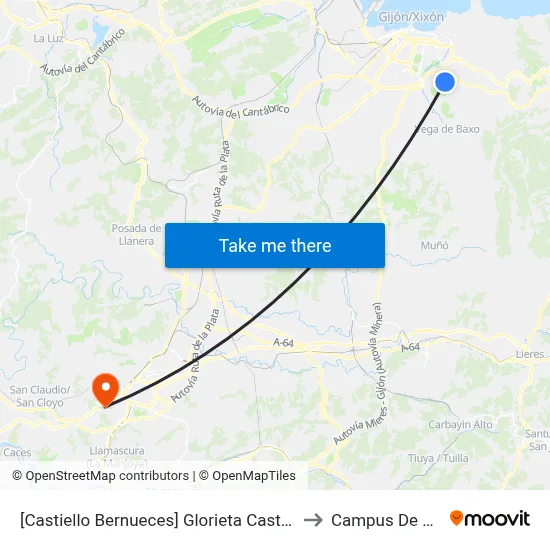 [Castiello Bernueces]  Glorieta Castiello [Cta 02025] to Campus De El Cristo map