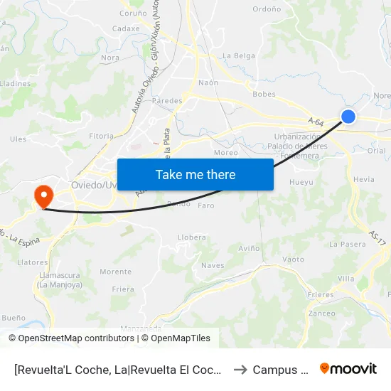 [Revuelta'L Coche, La|Revuelta El Coche]  Rotonda Argüelles [Cta 02041] to Campus De El Cristo map