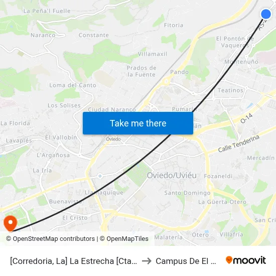 [Corredoria, La]  La Estrecha [Cta 02055] to Campus De El Cristo map