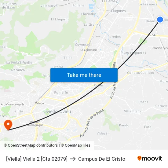 [Viella]  Viella 2 [Cta 02079] to Campus De El Cristo map